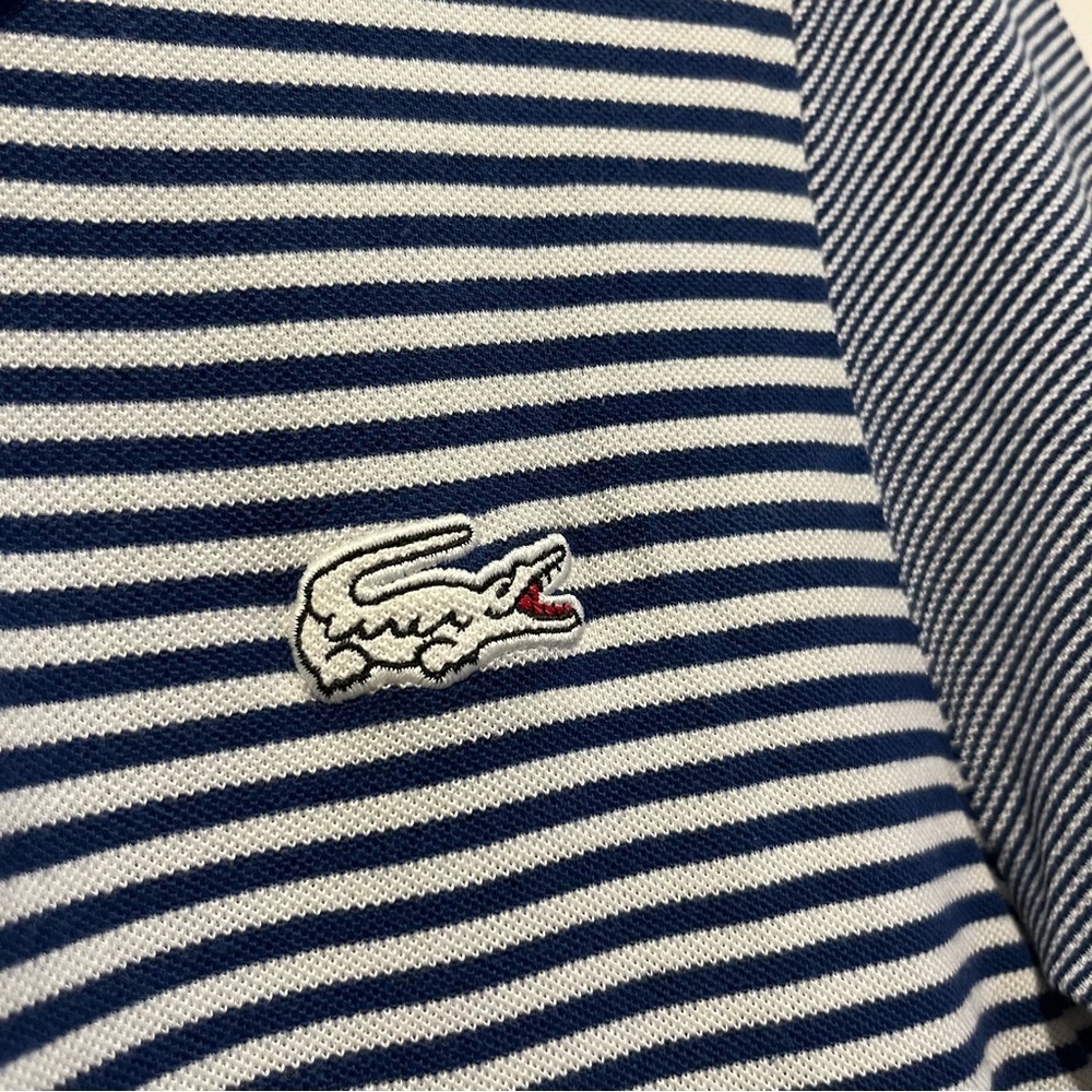 Lacoste Live Polo shirt slim Men 5 Small short sleeve blue white striped preppy - Picture 3 of 5